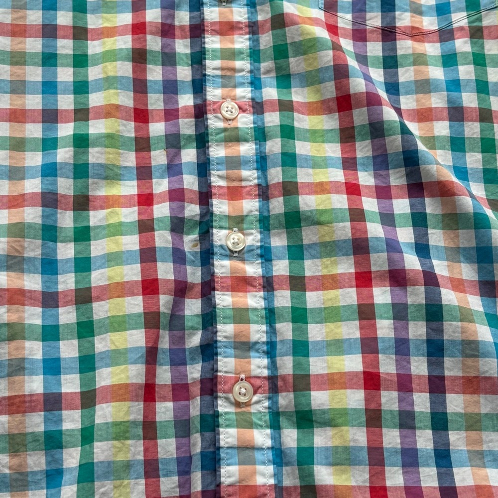 J.Crew Button Shirt Mens XL-Tall Multicolor Plaid Gingham Cotton Preppy Summer - Picture 3 of 8